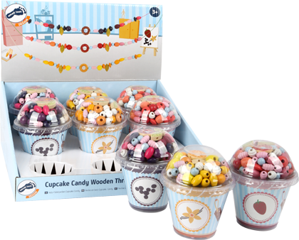 Display Wooden Threading Beads Cupcake, &quot;Candy&quot;